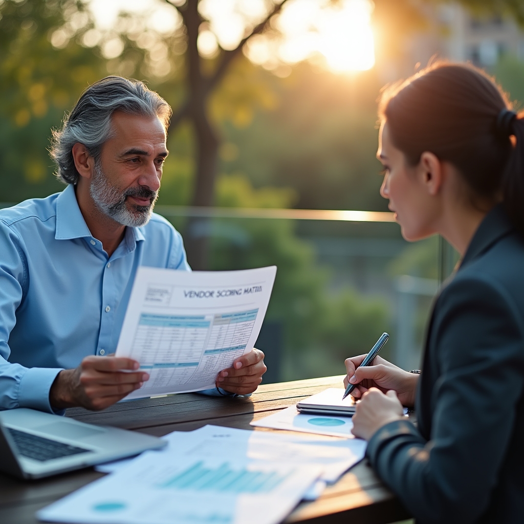 Sessione di valutazione fornitori con team aziendale